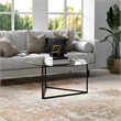 Pemberly Row Contemporary Black Bronze Round Coffee Table with Glass Top