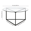 Pemberly Row Contemporary Black Bronze Round Coffee Table with Glass Top