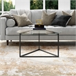 Pemberly Row Contemporary Black Bronze Round Coffee Table with Glass Top