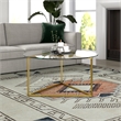 Pemberly Row Contemporary Brass Round Coffee Table with Glass Top