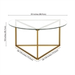 Pemberly Row Contemporary Brass Round Coffee Table with Glass Top