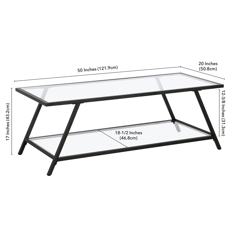 Pemberly Row Handcrafted Industrial Black Bronze Coffee Table