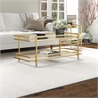 Pemberly Row Handcrafted Contemporary 45 in. Brass Finish Coffee Table