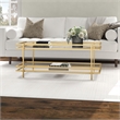 Pemberly Row Handcrafted Contemporary 45 in. Brass Finish Coffee Table