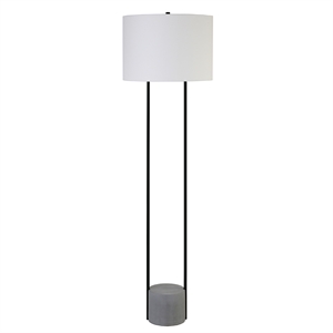 Pemberly Row 16&quot Blackened Bronze/Concrete Metal/Concrete/Fabric Floor Lamp