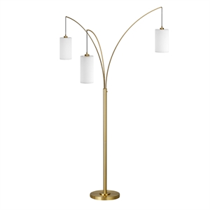 Pemberly Row Contemporary 19&quot Brass Finish Metal/Fabric Floor Lamp