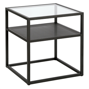 Pemberly Row Contemporary 20&quot Blackened Bronze Metal/Glass Side Table