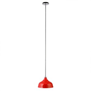 Pemberly Row Contemporary 10&quot Poppy Red/Polished Nickel Metal Pendant