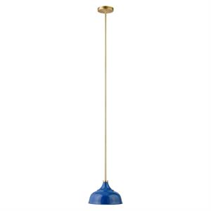 Pemberly Row Classic Contemporary 10&quot Blue/Brass Metal Pendant