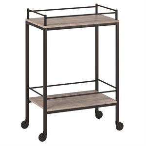 Pemberly Row Contemporary 23&quot Antiqued Gray Oak Metal Bar Cart