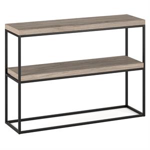 Pemberly Row Farmhouse 42&quot Antiqued Gray Oak/Metal Console Table
