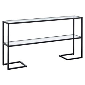 Pemberly Row Contemporary 55&quot Blackened Bronze Metal/Glass Console Table