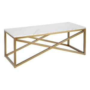 Pemberly Row Handcrafted Contemporary 46&quot Gold Finish Coffee Table