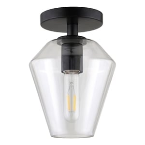 Pemberly Row Classic Modern / Contemporary 7&quot Black Semi Flush Mount