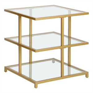 Pemberly Row Handcrafted Contemporary 22&quot Gold Finish Side Table