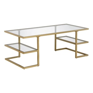 Pemberly Row Handcrafted Modern / Contemporary 47&quot Gold Coffee Table