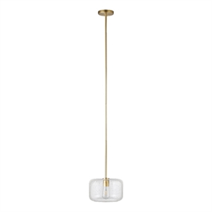 Pemberly Row Modern Farmhouse 11&quot Brass Finish Metal/Glass Pendant