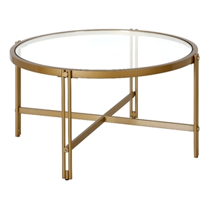 Pemberly Row Handcrafted Modern / Contemporary 32&quot Gold Coffee Table