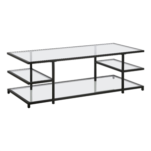 Pemberly Row Contemporary 54&quot Blackened Bronze Metal/Glass Coffee Table