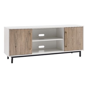 Pemberly Row Contemporary 58&quot White/Antiqued Gray Oak TV Stand