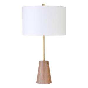 Pemberly Row Classic Contemporary 25.5&quot Gold/Limed Oak Table Lamp