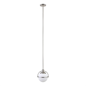 Pemberly Row Mid-Century 9.38&quot Brushed Nickel Metal/Glass Pendant