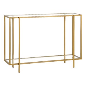 Pemberly Row 42&quot Brushed Brass Finish Metal/Glass Console Table
