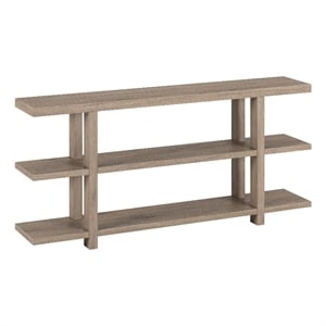 Pemberly Row Modern Farmhouse 64&quot Antiqued Gray Oak Console Table