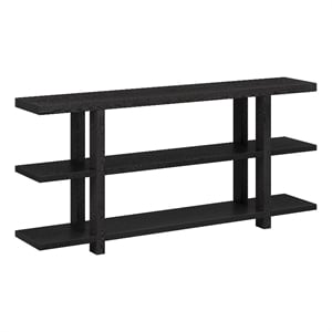 Pemberly Row Modern Farmhouse 64&quot Black Grain Finish Console Table