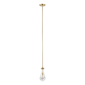 Pemberly Row Transitional 5&quot Brushed Brass Metal/Glass Pendant