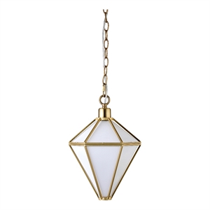 Pemberly Row Transitional 10.25&quot Brushed Brass Metal/Glass Pendant