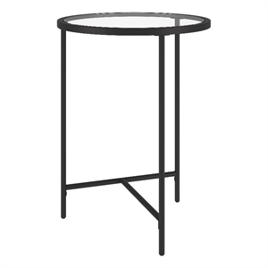 Pemberly Row Contemporary Metal & Tempered Glass Side Table in Blackened Bronze