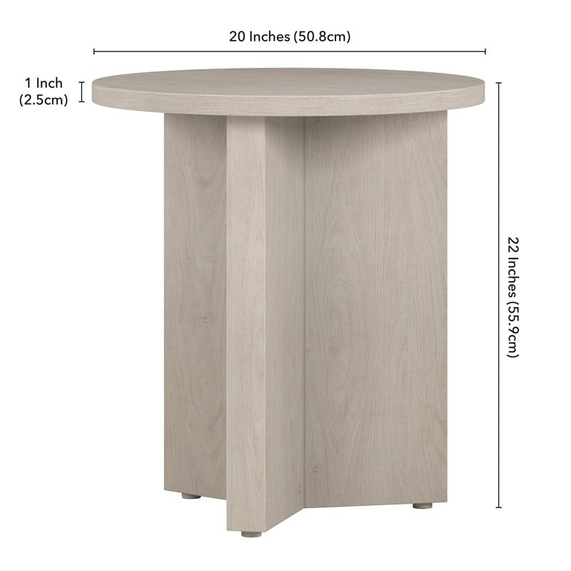 Pemberly Row Engineered Wood Side Table with Round Top in Alder White
