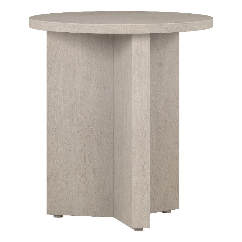 Pemberly Row Engineered Wood Side Table with Round Top in Alder White