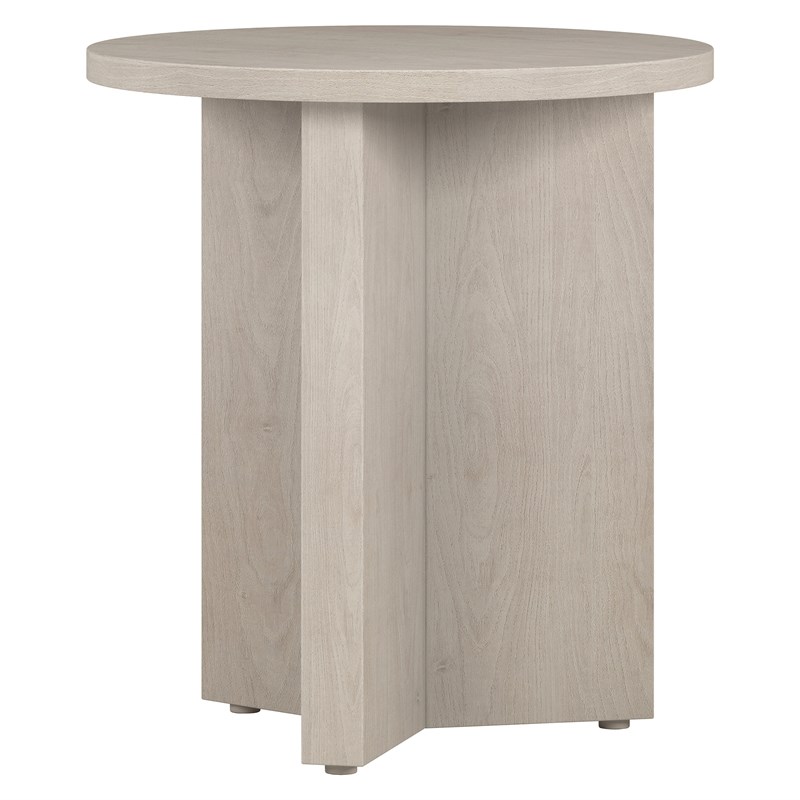 Pemberly Row Engineered Wood Side Table with Round Top in Alder White