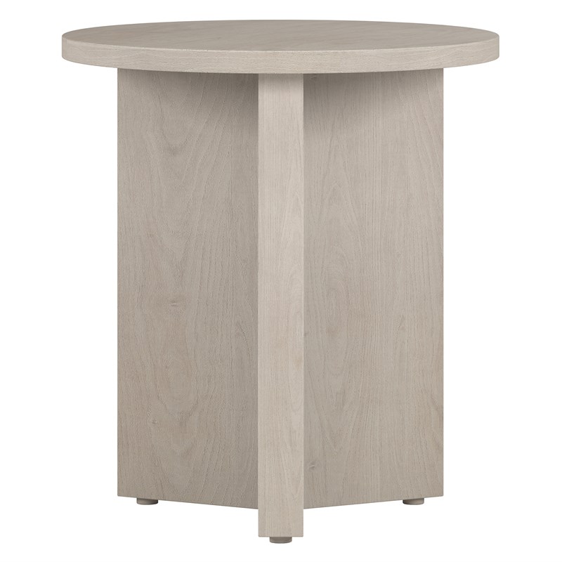 Pemberly Row Engineered Wood Side Table with Round Top in Alder White