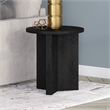 Pemberly Row Engineered Wood Side Table with Round Top in Black Grain