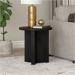 Pemberly Row Engineered Wood Side Table with Round Top in Black Grain