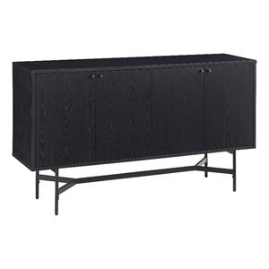 Pemberly Row Contemporary 58&quot Black Grain MDF/Metal Buffet Table