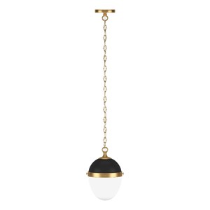 Pemberly Row 9.13&quot Blackened Bronze/Brass/White Milk Metal/Glass Pendant