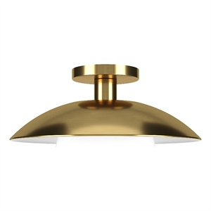 Pemberly Row Contemporary 14.5&quot Brass Metal/Glass Semi Flush Mount