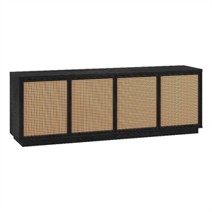 Pemberly Row Mid-Century 70&quot Black Grain MDF/Plastic TV Stand