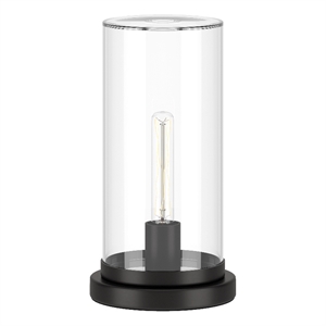 Pemberly Row Contemporary 7.13&quot Blackened Bronze Metal/Glass Mini Lamp