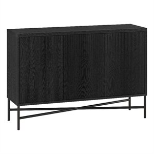 Pemberly Row Contemporary 47.5&quot Black Grain MDF/PVC/Metal Buffet Table