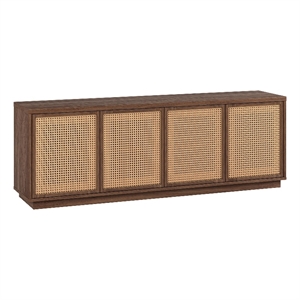 Pemberly Row Mid-Century 70&quot Satin Walnut MDF/Plastic TV Stand