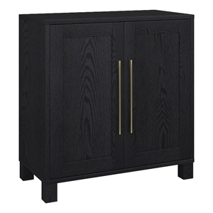 Pemberly Row Contemporary 28&quot Black Grain MDF Accent Cabinet