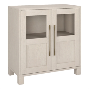 Pemberly Row Contemporary 28&quot Alder White MDF/Glass Accent Cabinet