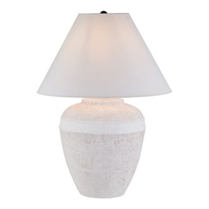 Pemberly Row 22.5&quot Ceramic & Fabric Table Lamp with Cone Shade in White