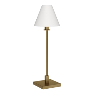 Pemberly Row 28&quot Metal Table Lamp with Tapered Shade in Blackened Bronze