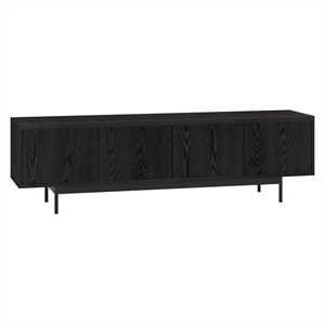 Pemberly Row Transitional 69.5&quot Black Grain MDF/Metal TV Stand
